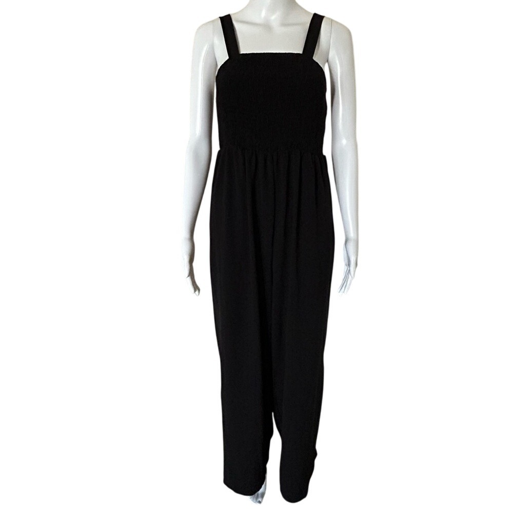 Black Square Neck Wide leg Loose fit Jumpsuit Medium